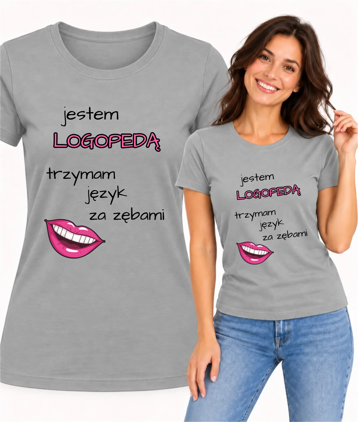 Koszulka damska dla logopedy - Trzymam język za zębami N24