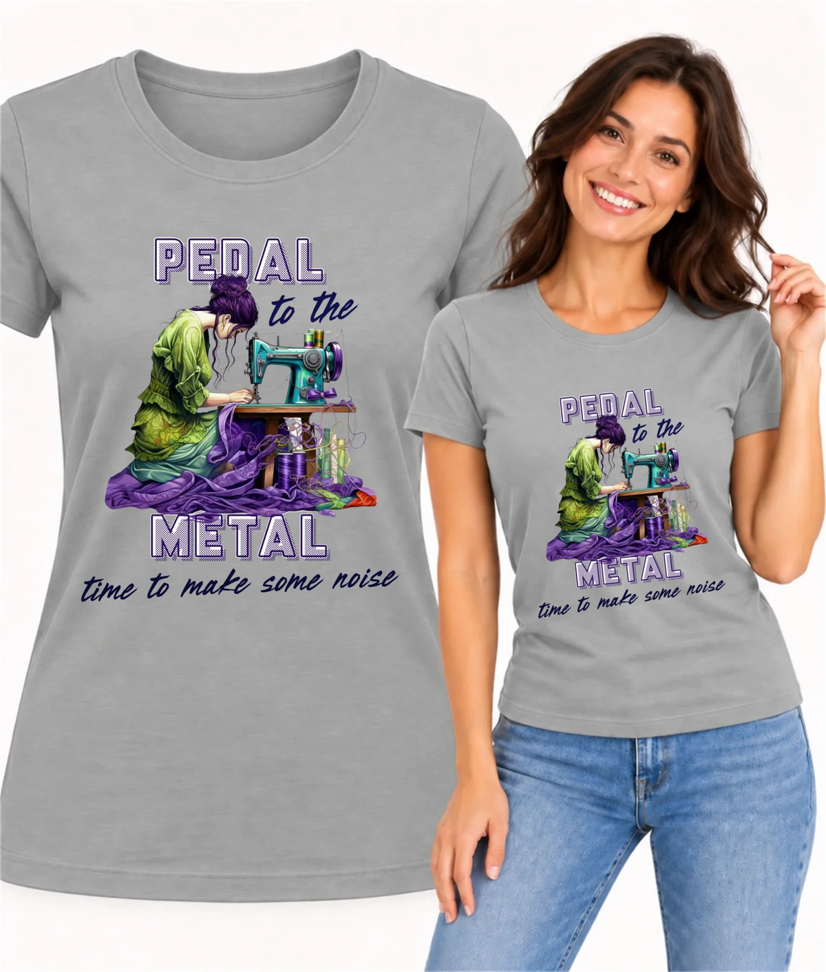 Koszulka damska szyciowa - prezent dla krawcowej - PEDAL METAL HS01