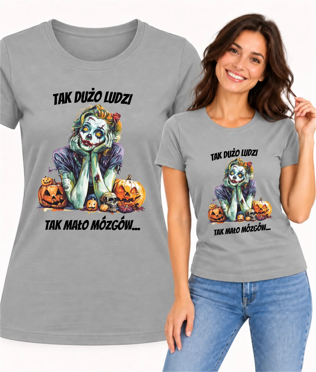 Koszulka damska na Halloween - Zombie - Tak mało mózgów HL31