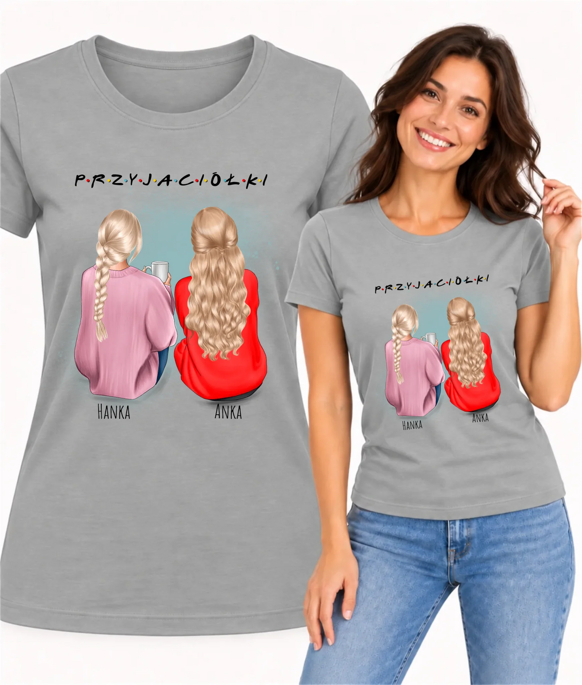 Koszulka damska - prezent dla przyjaciółki - personalizowane postacie 2-4 osoby PR02