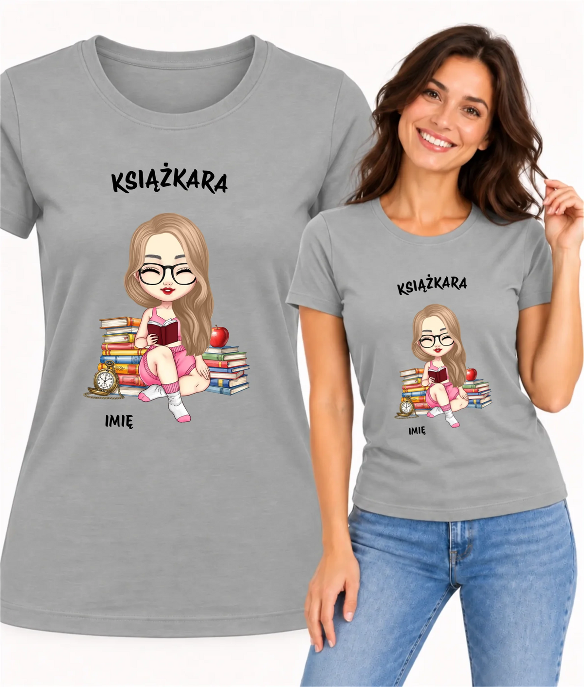 Koszulka damska - Książkara - Prezent dla miłośniczki czytania książek - personalizowana DZ04