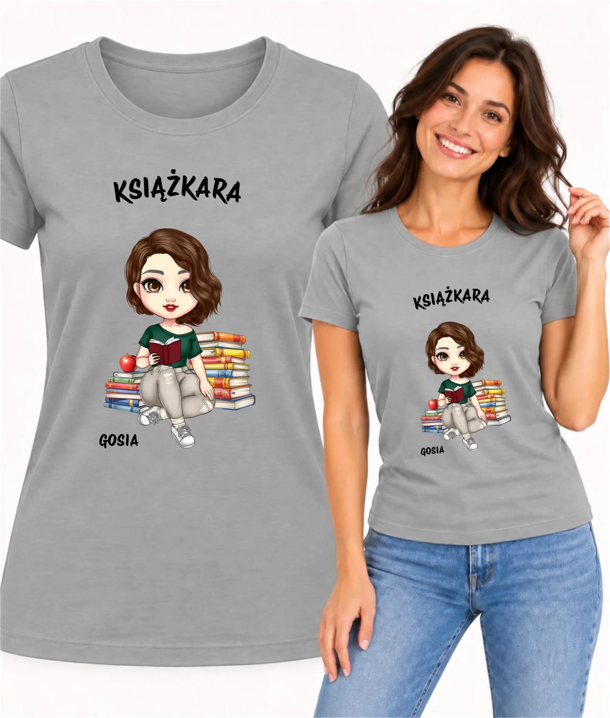 Koszulka damska - Książkara - Prezent dla miłośniczki czytania książek - personalizowana DZ03