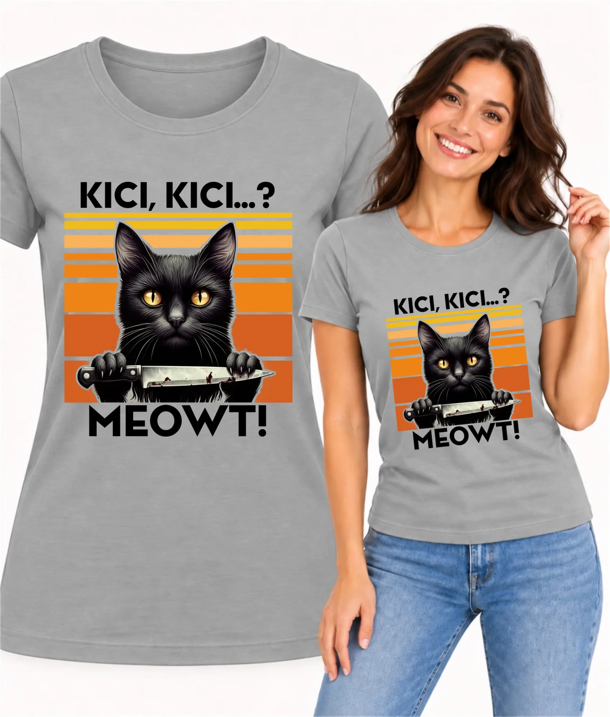 Koszulka damska - Kot z nożem - Kici, kici... MEOWT! HL17