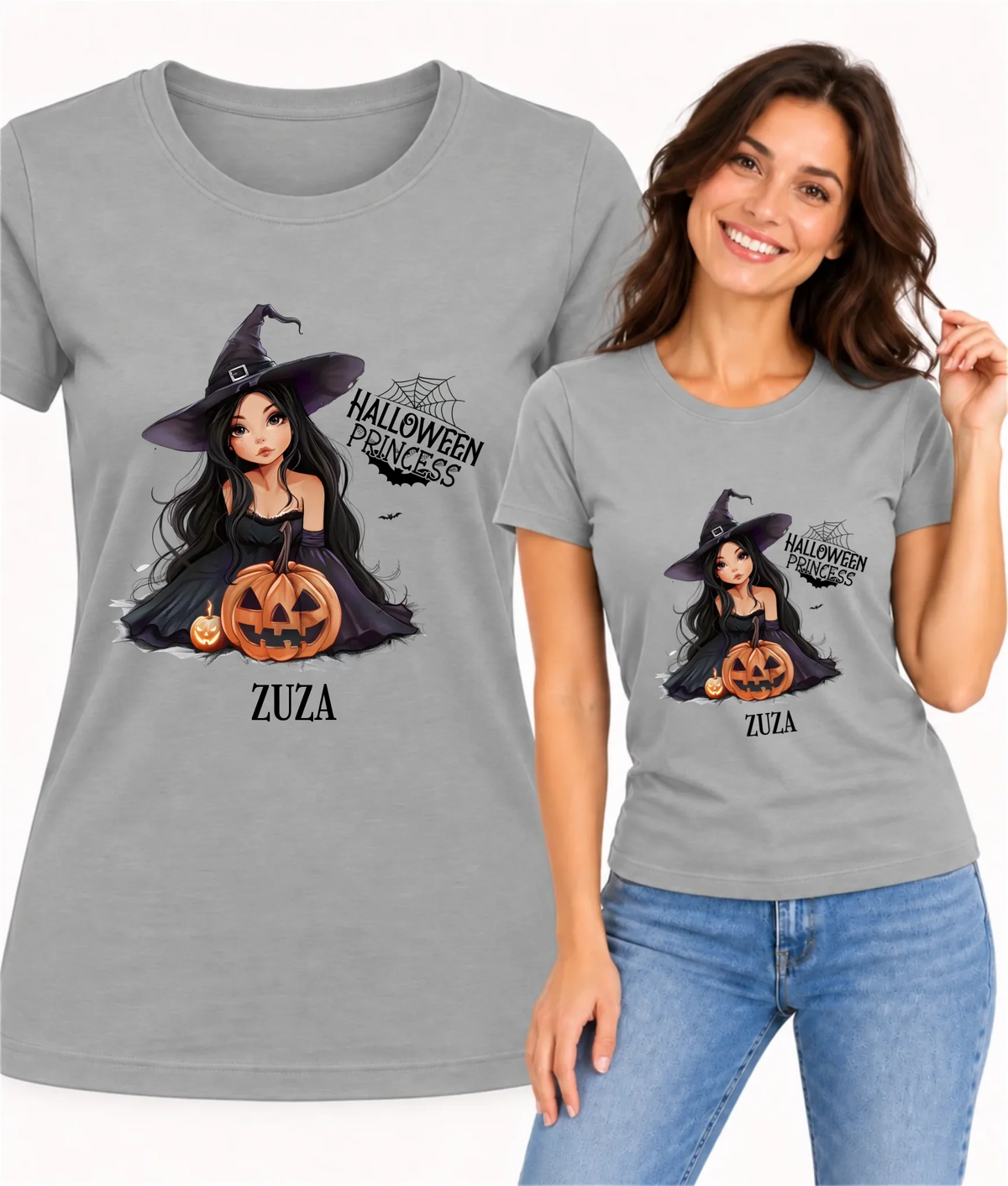 Koszulka damska halloweenowa - Czarownica z dynią - personalizowana HL10