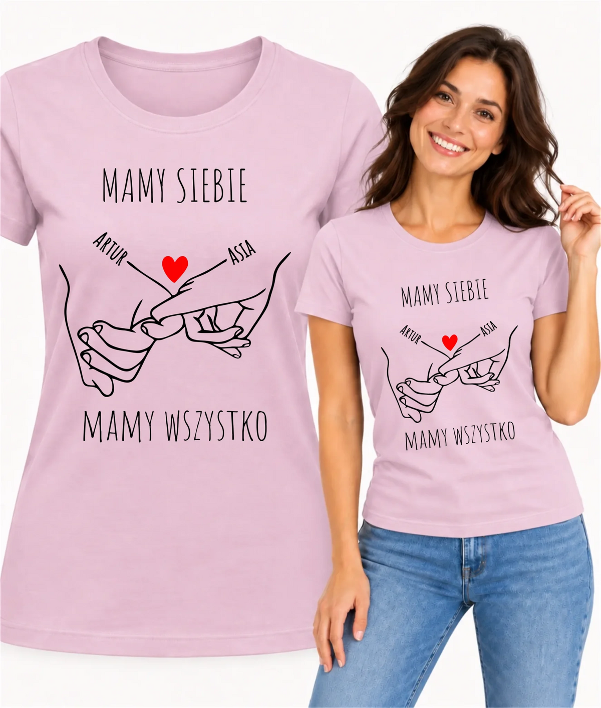 Koszulka damska - Zaplecione ręce mamy siebie mamy wszystko - personalizowana W63