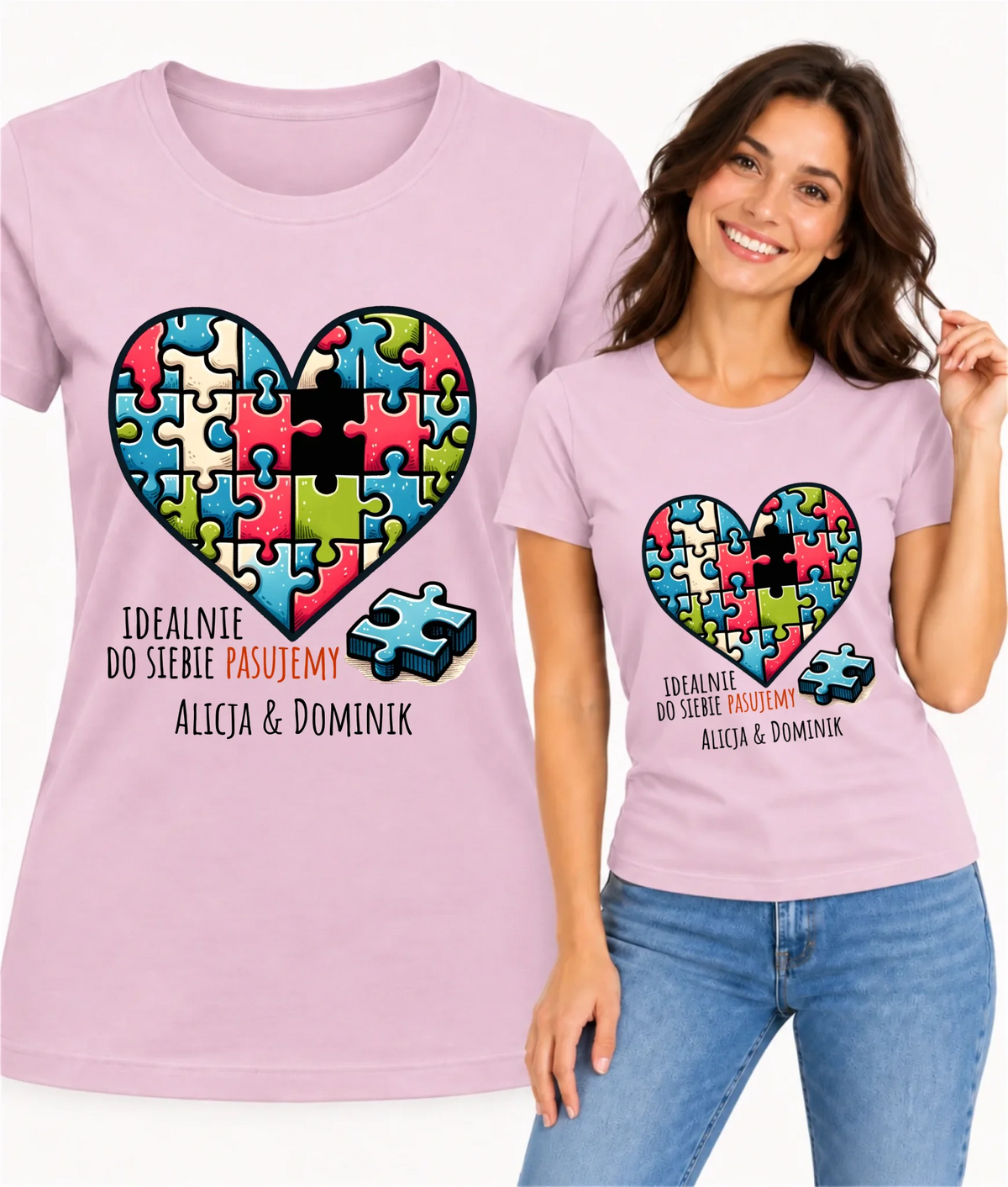 Koszulka damska - Idealnie do siebie pasujemy - personalizowana W44