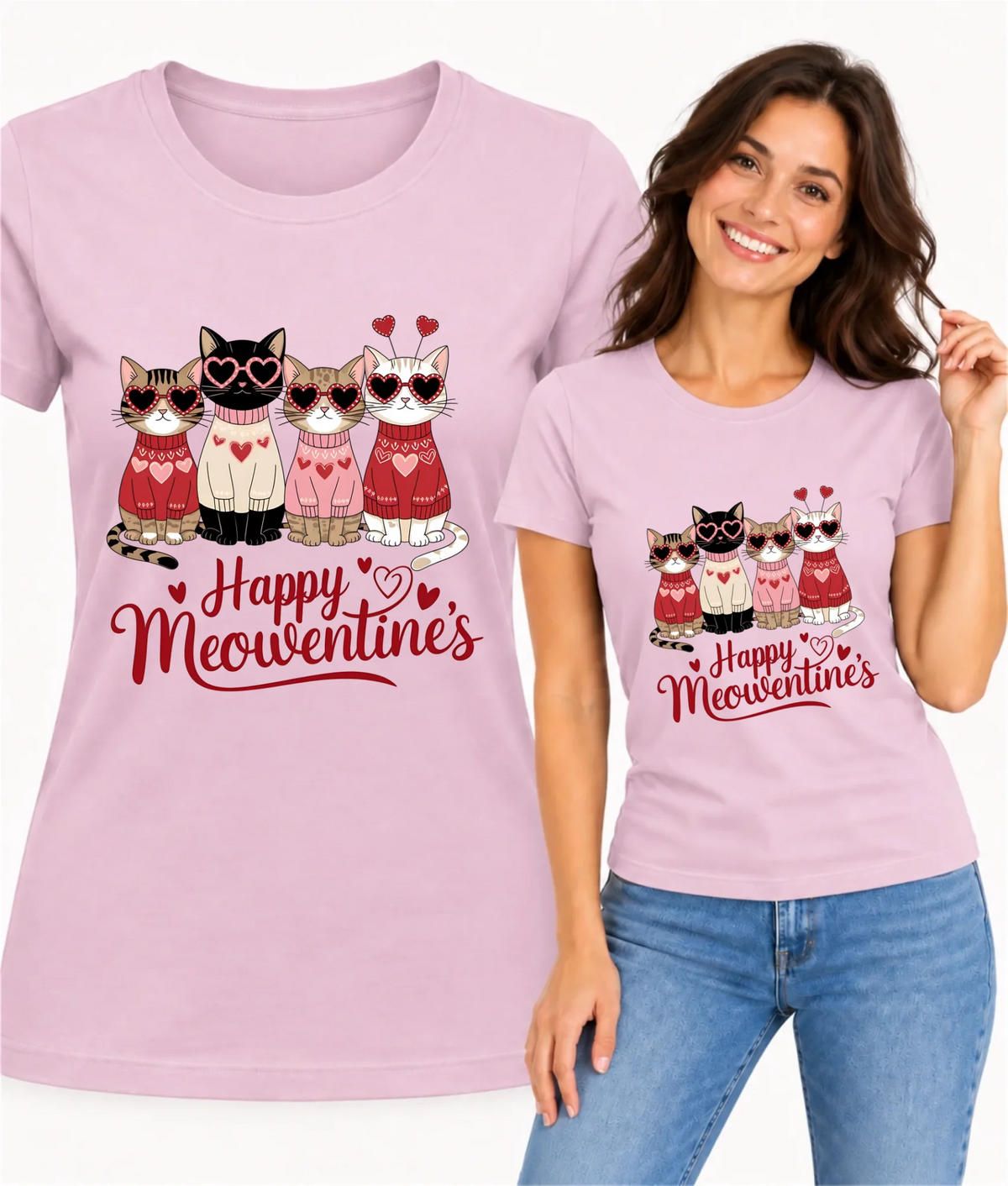 Koszulka damska na Walentynki dla kociary - Happy Meowentine's W25