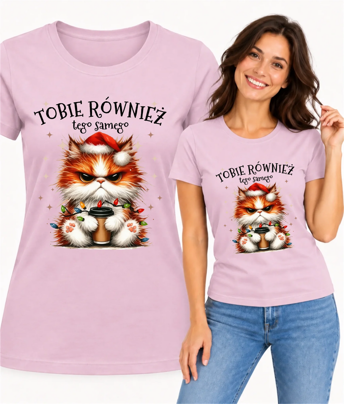 Koszulka damska świąteczna - Grumpy Cat Tobie również tego samego BN32