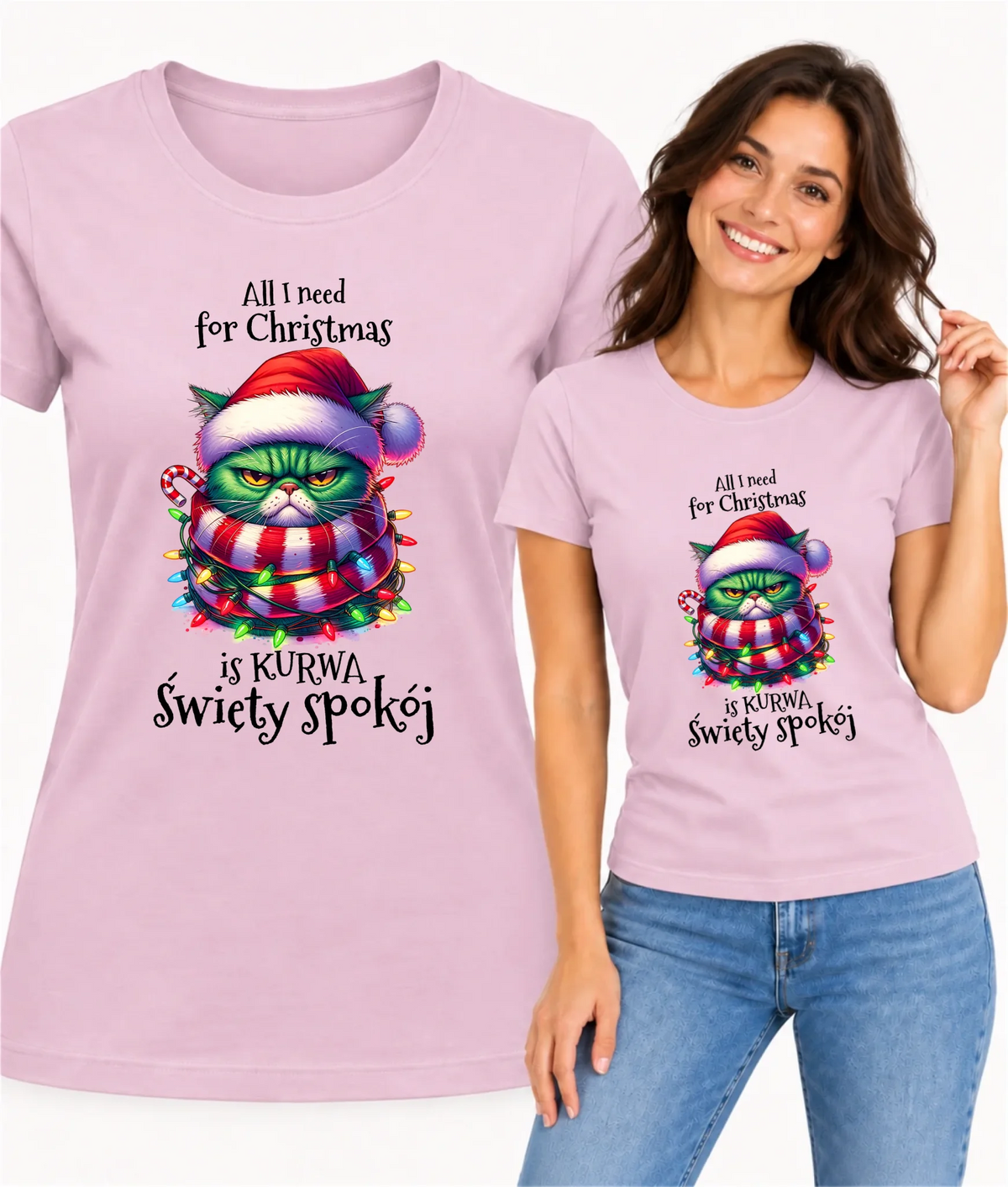Koszulka damska świąteczna - All I need for Christmas is ku*wa święty spokój - bez cenzury BN101