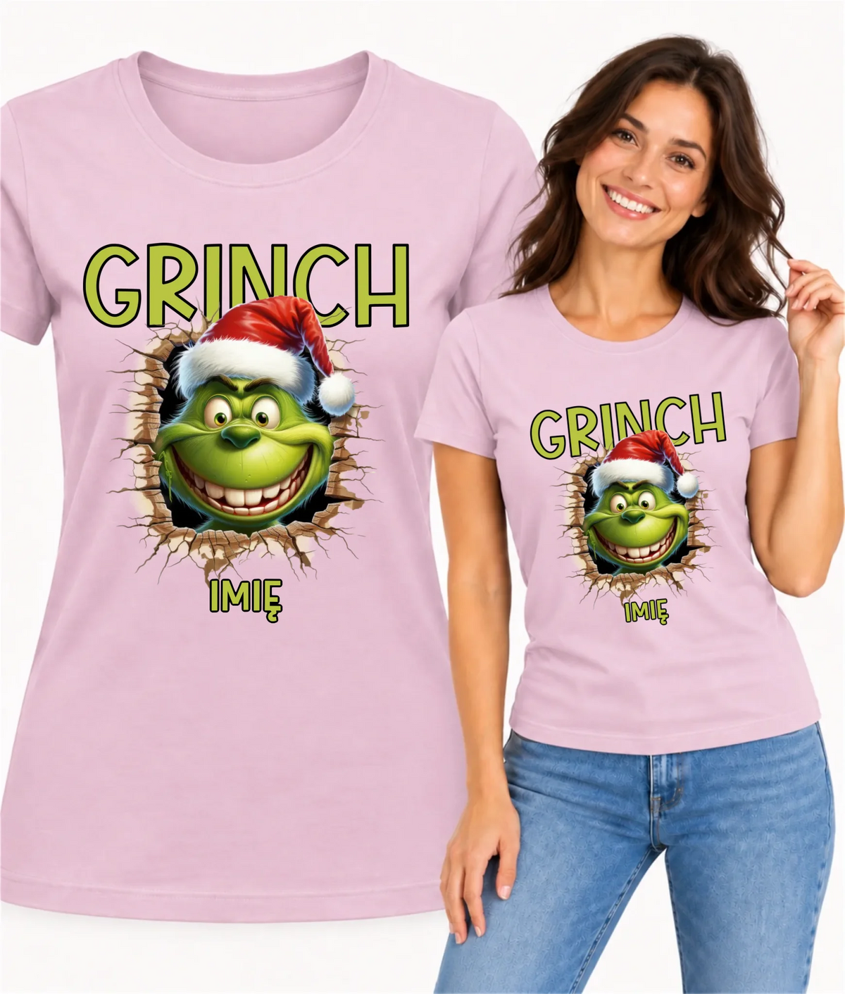 Koszulka damska świąteczna - Grinch - personalizowana BN112