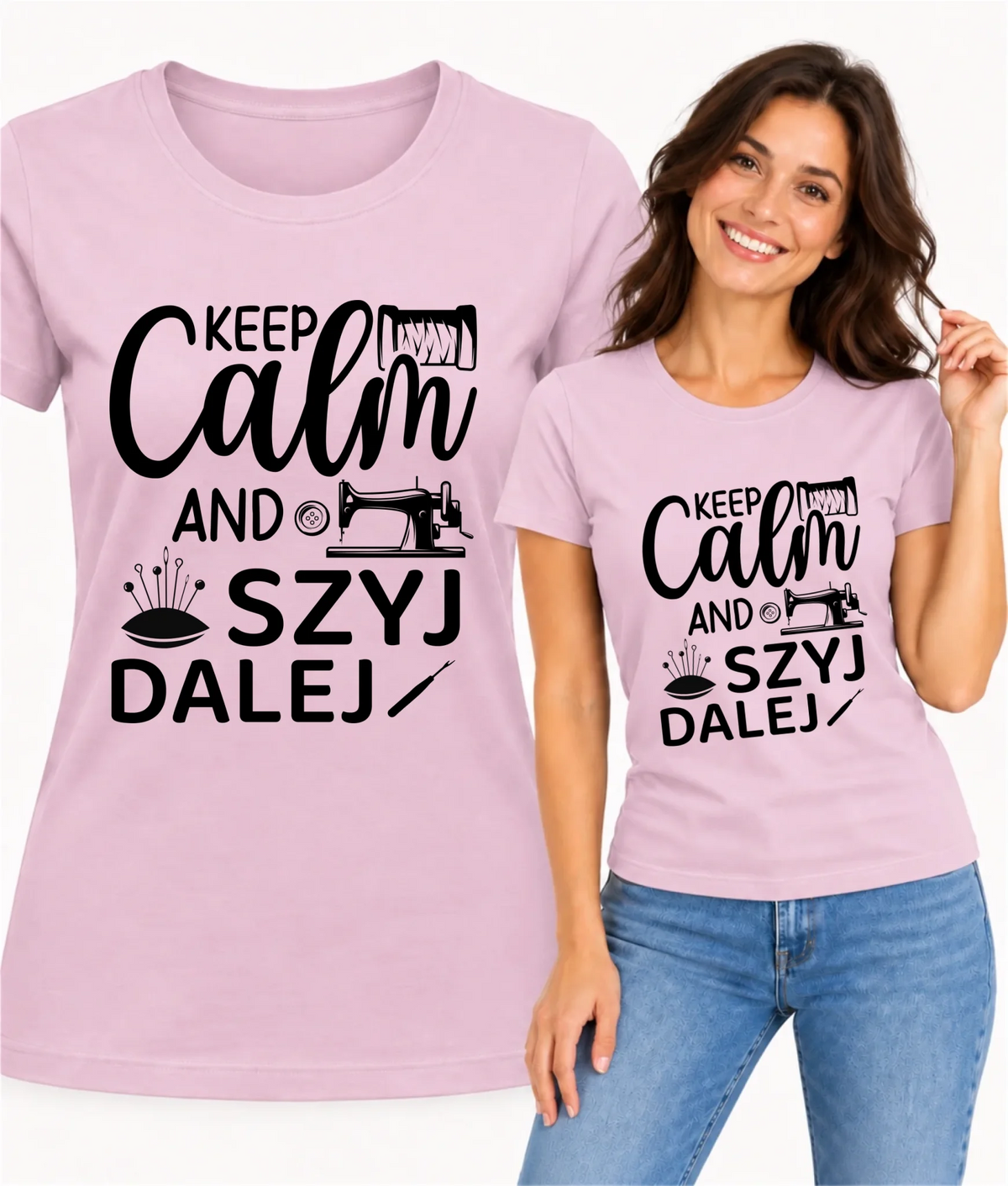 Koszulka damska szyciowa dla krawcowej - KEEP CALM and SZYJ DALEJ HS31