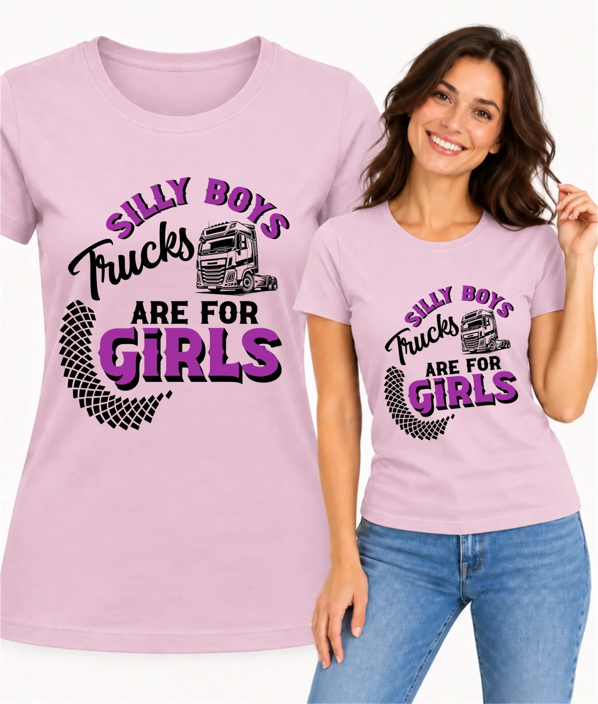 Koszulka damska - kierowca ciężarówki - Silly boys trucks are for girls ZKT11