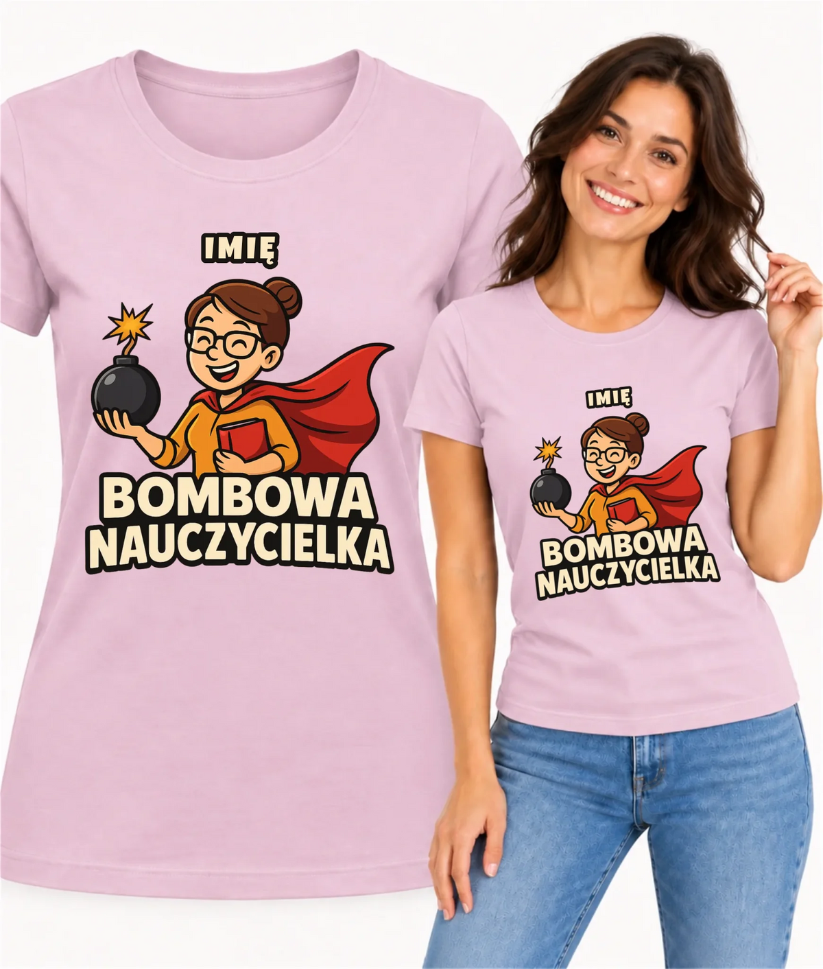 Koszulka dla nauczycielki - Bombowa Nauczycielka - personalizowana N25