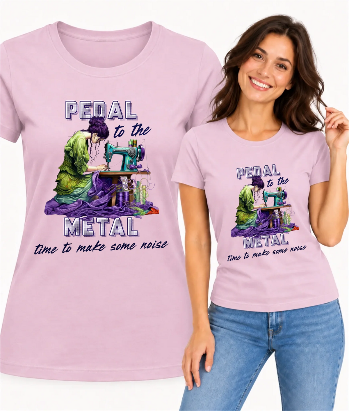 Koszulka damska szyciowa - prezent dla krawcowej - PEDAL METAL HS01