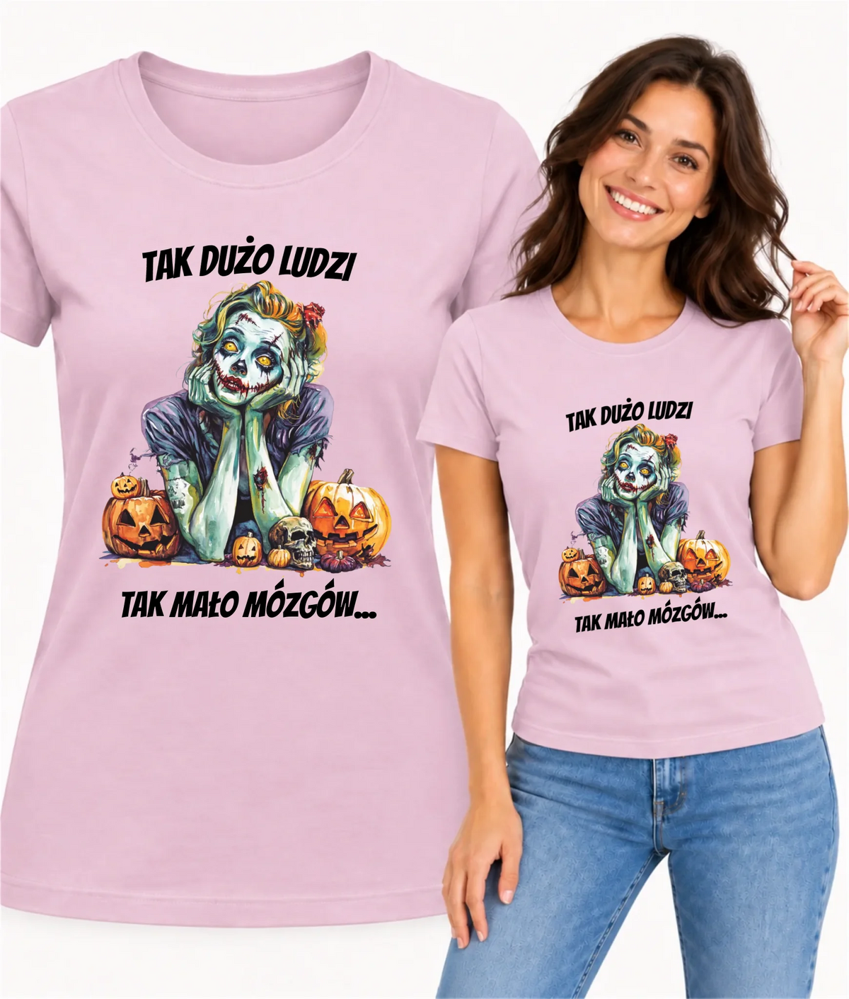 Koszulka damska na Halloween - Zombie - Tak mało mózgów HL31
