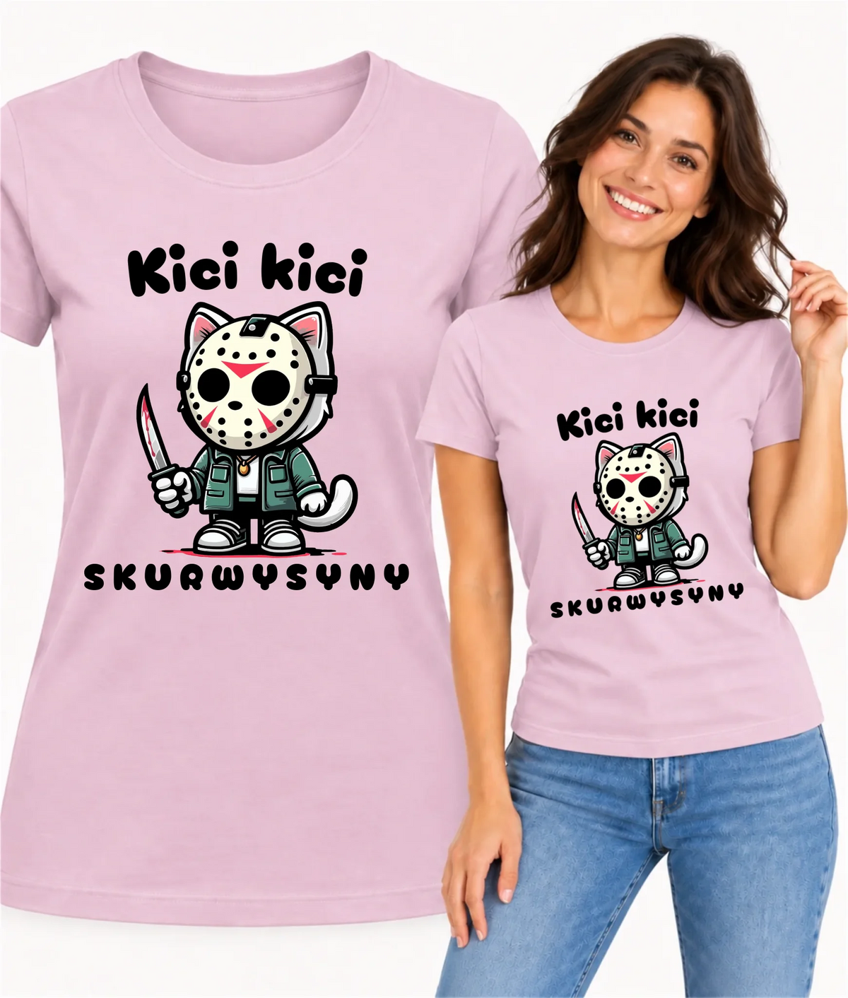 Koszulka damska na Halloween - Kici kici sk*rwysyny - bez cenzury HL28