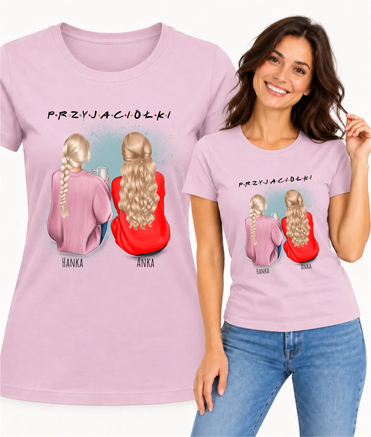 Koszulka damska - prezent dla przyjaciółki - personalizowane postacie 2-4 osoby PR02