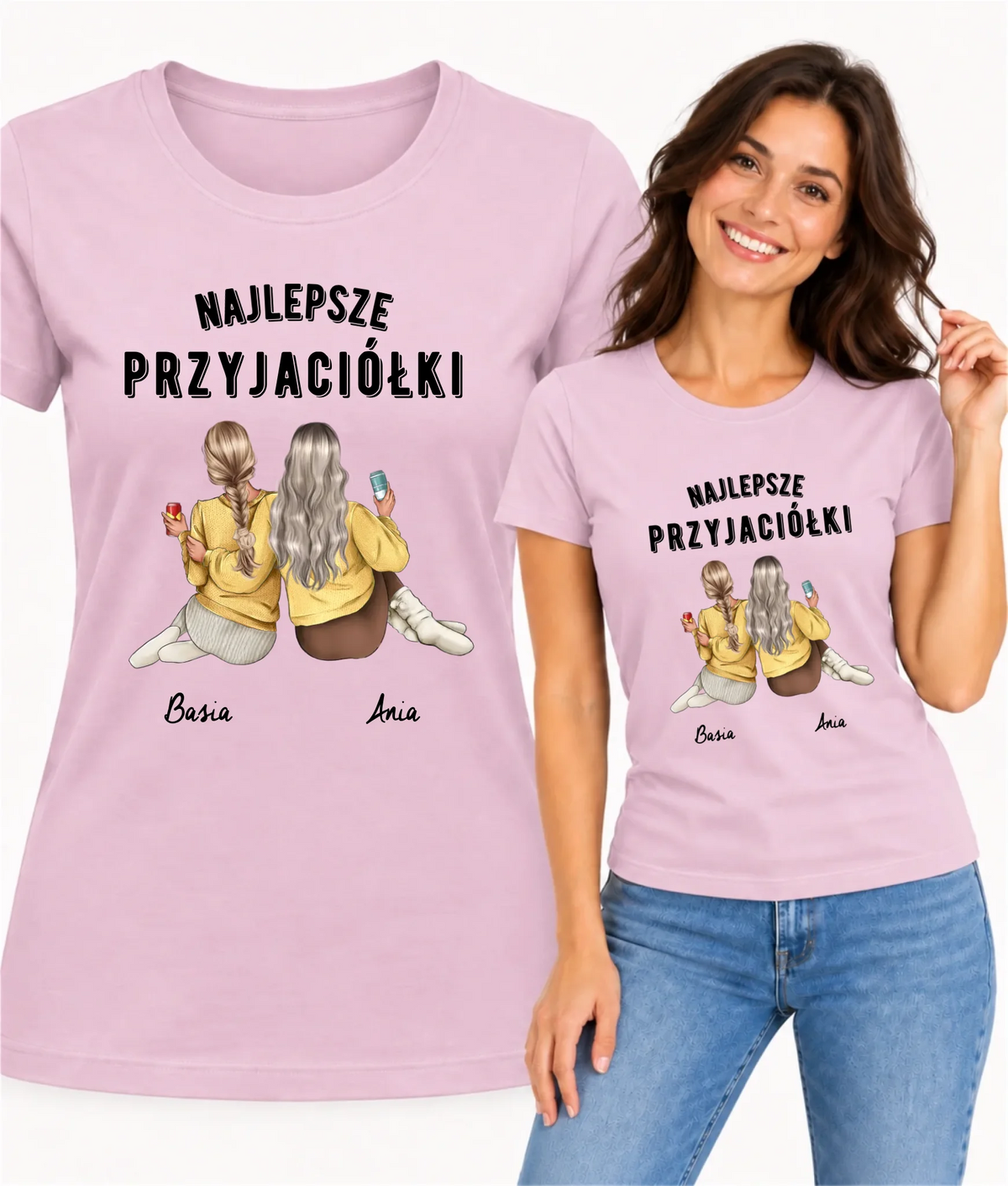 Koszulka damska - prezent dla przyjaciółek - Najlepsze przyjaciółki 2-4 osób - personalizowana PR01