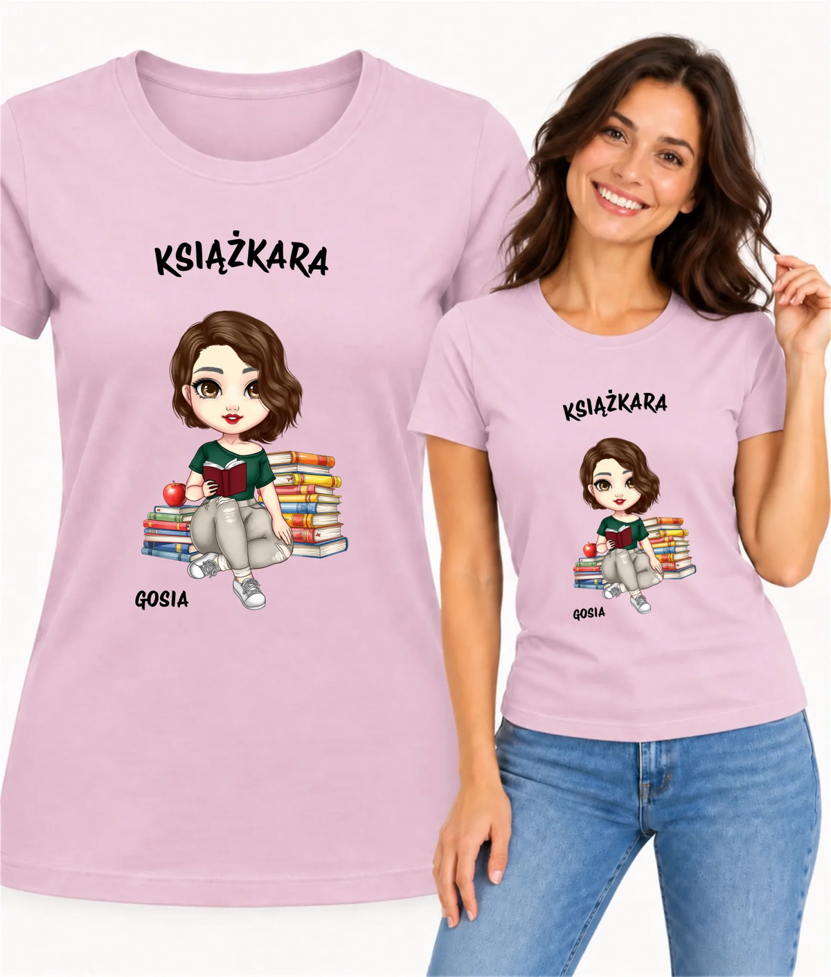 Koszulka damska - Książkara - Prezent dla miłośniczki czytania książek - personalizowana DZ03