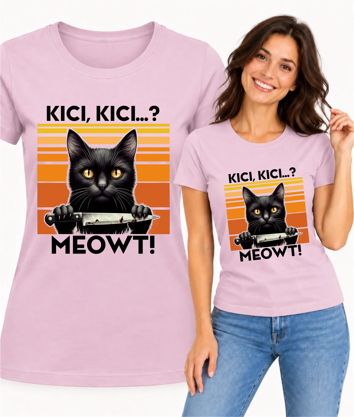 Koszulka damska - Kot z nożem - Kici, kici... MEOWT! HL17