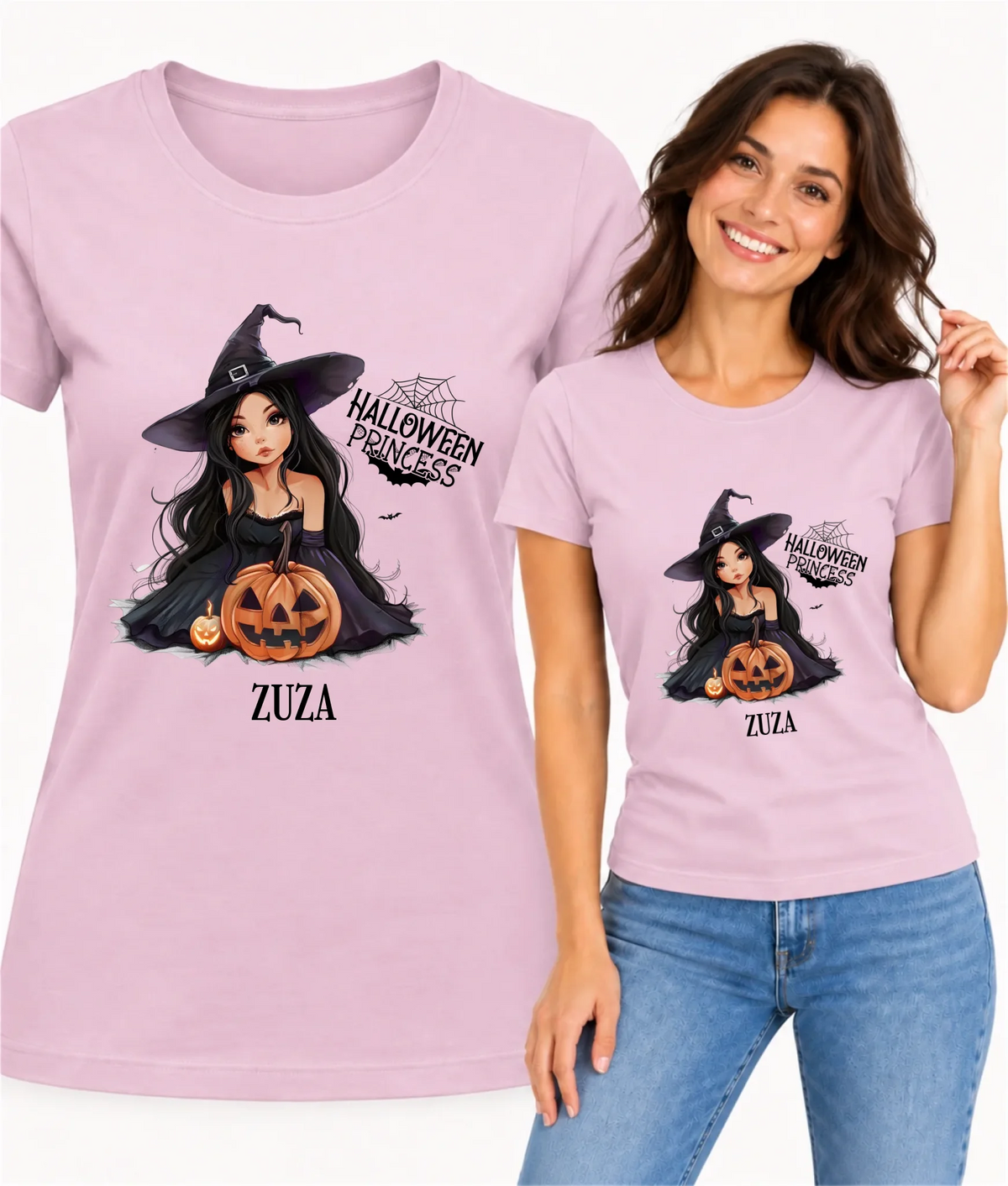 Koszulka damska halloweenowa - Czarownica z dynią - personalizowana HL10