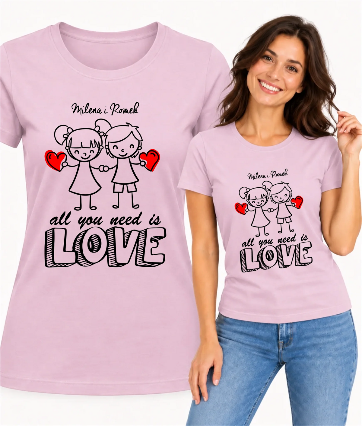Koszulka damska dla par - All You need is love - personalizowana W13