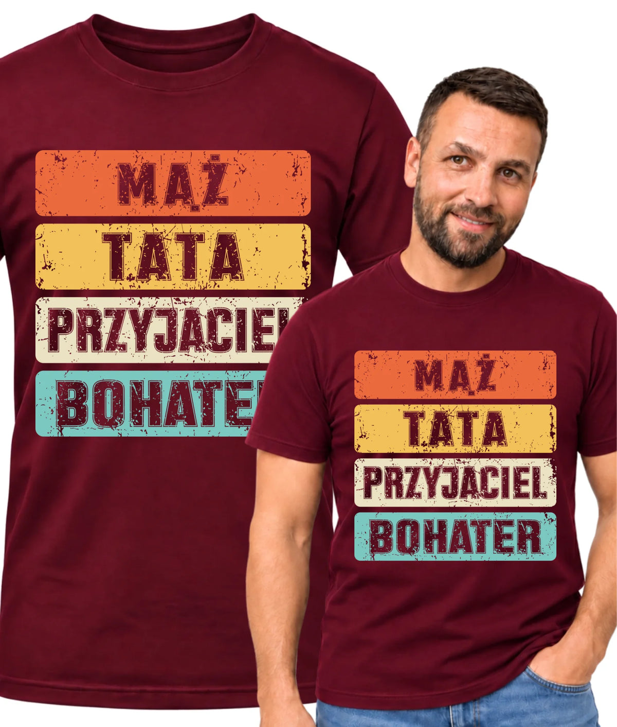 Koszulka dla taty - Mąż Tata Przyjaciel Bohater DT05