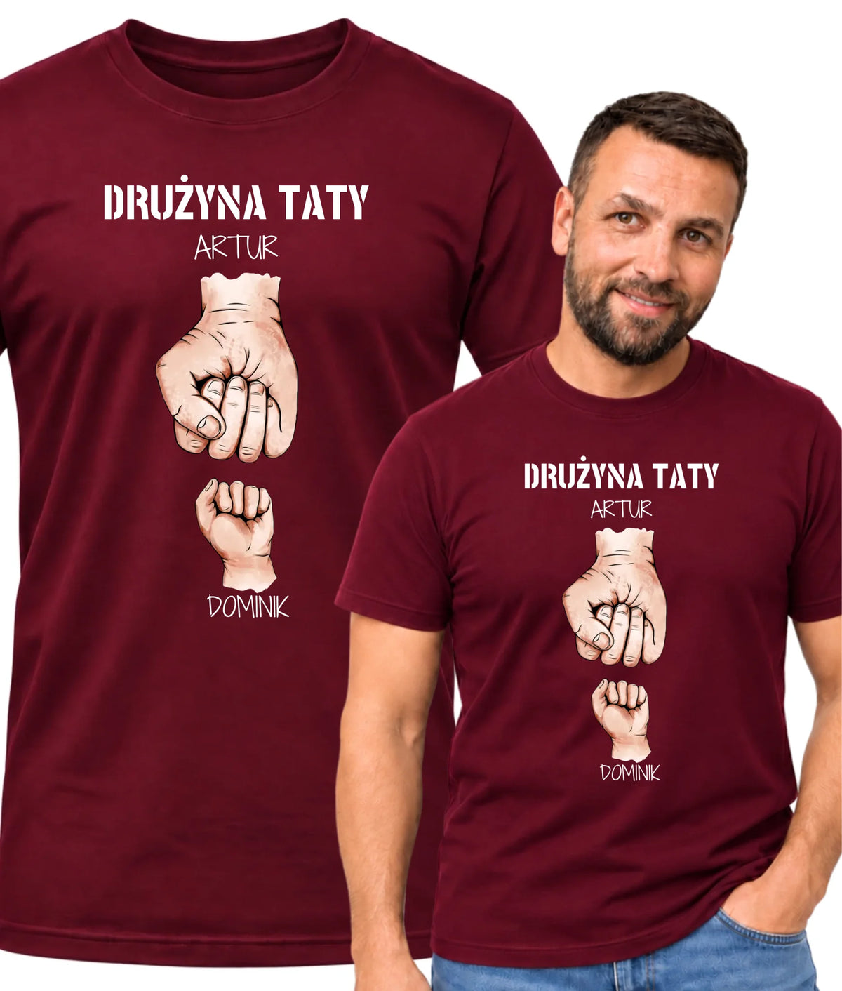 Koszulka dla taty - Drużyna taty 1-6 imion dzieci - personalizowana DT01