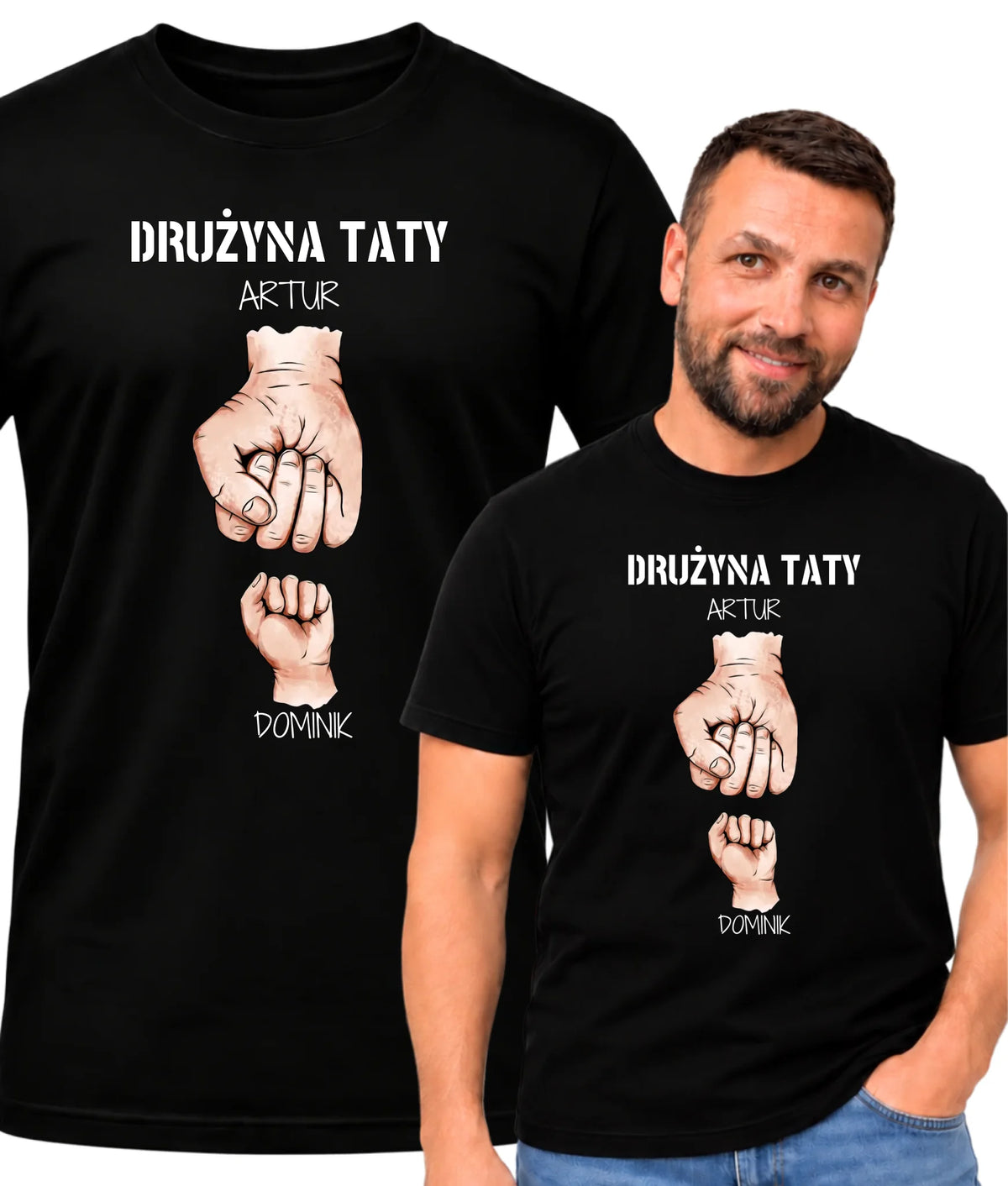 Koszulka dla taty - Drużyna taty 1-6 imion dzieci - personalizowana DT01