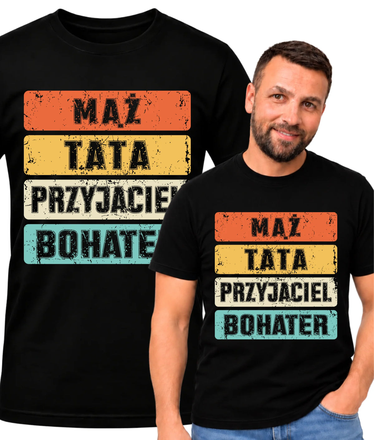 Koszulka dla taty - Mąż Tata Przyjaciel Bohater DT05