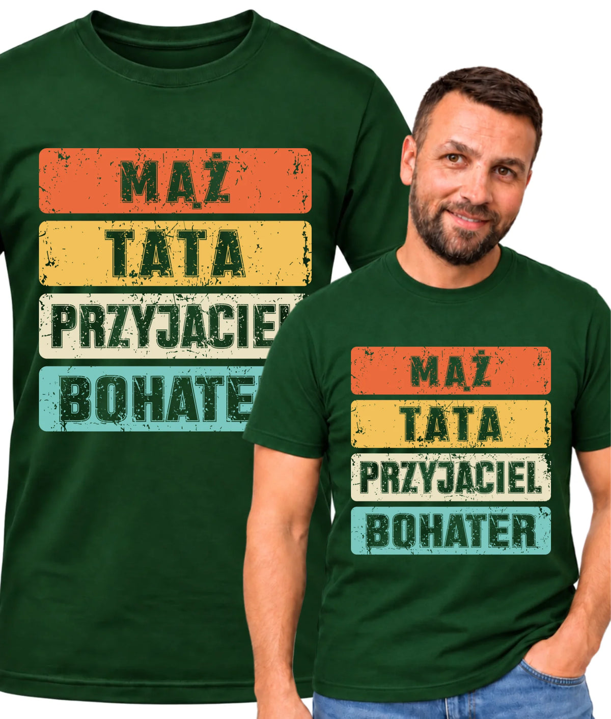 Koszulka dla taty - Mąż Tata Przyjaciel Bohater DT05