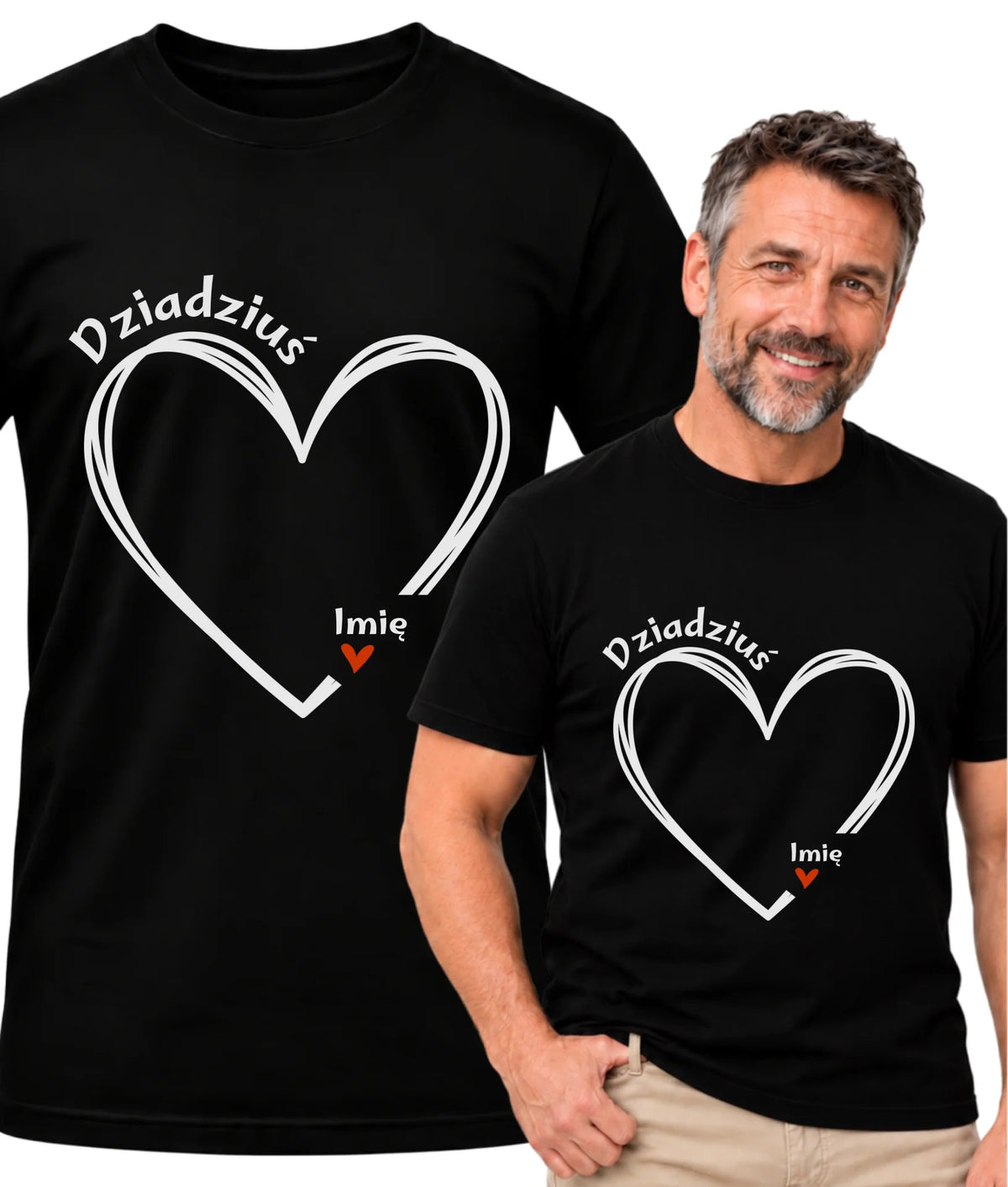 Koszulka dla dziadka - Serce z imionami wnuków 1-7 - personalizowana D26