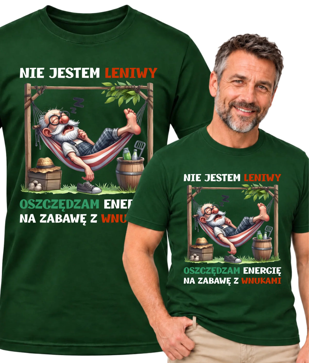 Koszulka dla dziadka - Nie jestem leniwy oszczędzam energię D39
