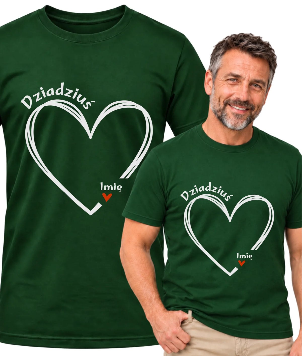 Koszulka dla dziadka - Serce z imionami wnuków 1-7 - personalizowana D26