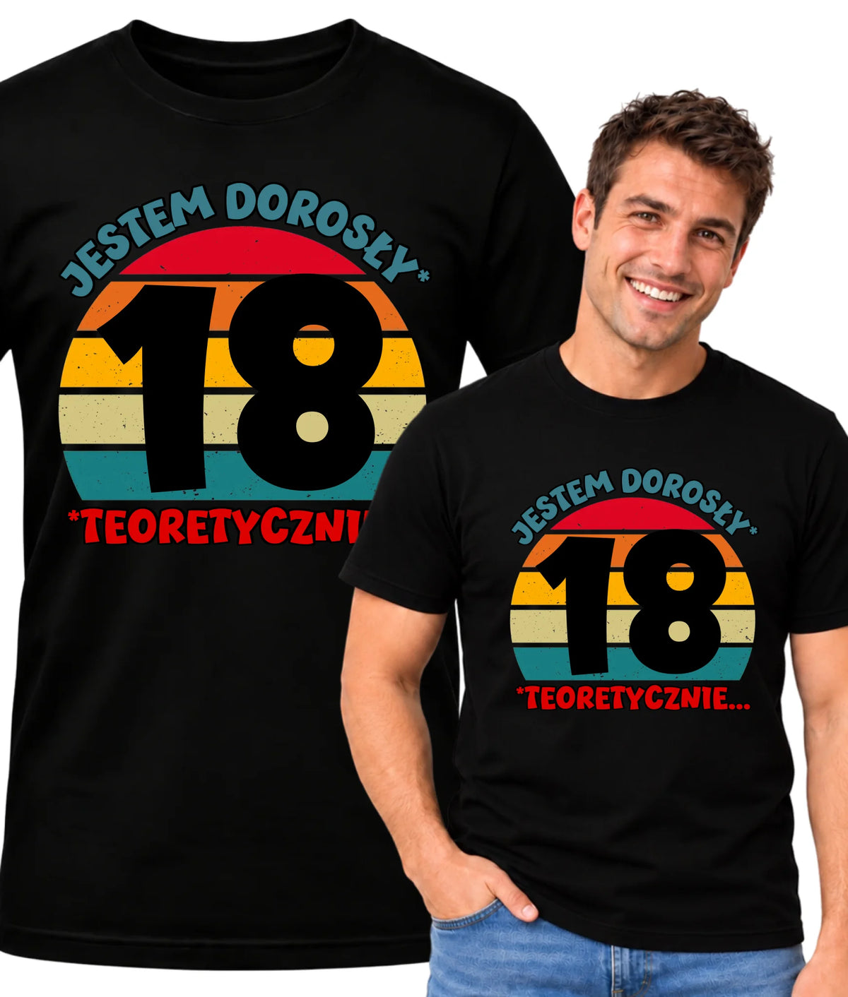 Jestem dorosły 18stka | Koszulka męska prezent na osiemnastkę U07