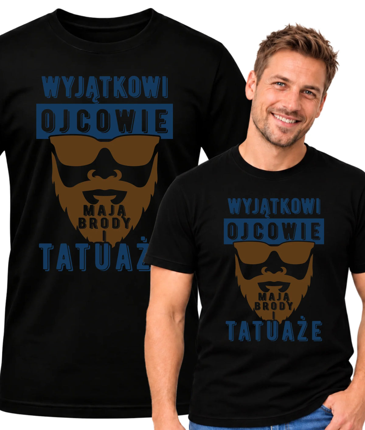 Wyjątkowi ojcowie mają brody i tatuaże | Koszulka męska dla taty DT73