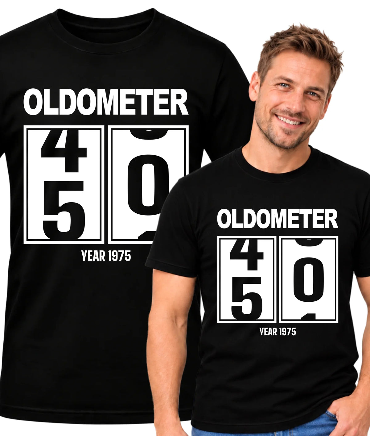 Koszulka męska na urodziny - Oldometer wybierz wiek 20-85 lat