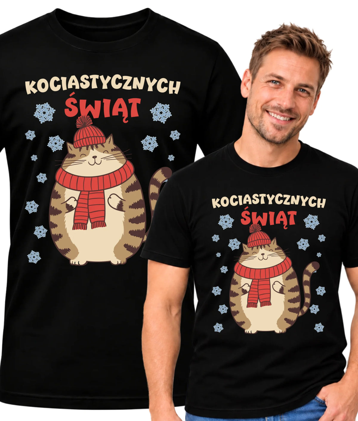 Koszulka męska świąteczna - prezent na święta - Kociastycznych świąt BN154