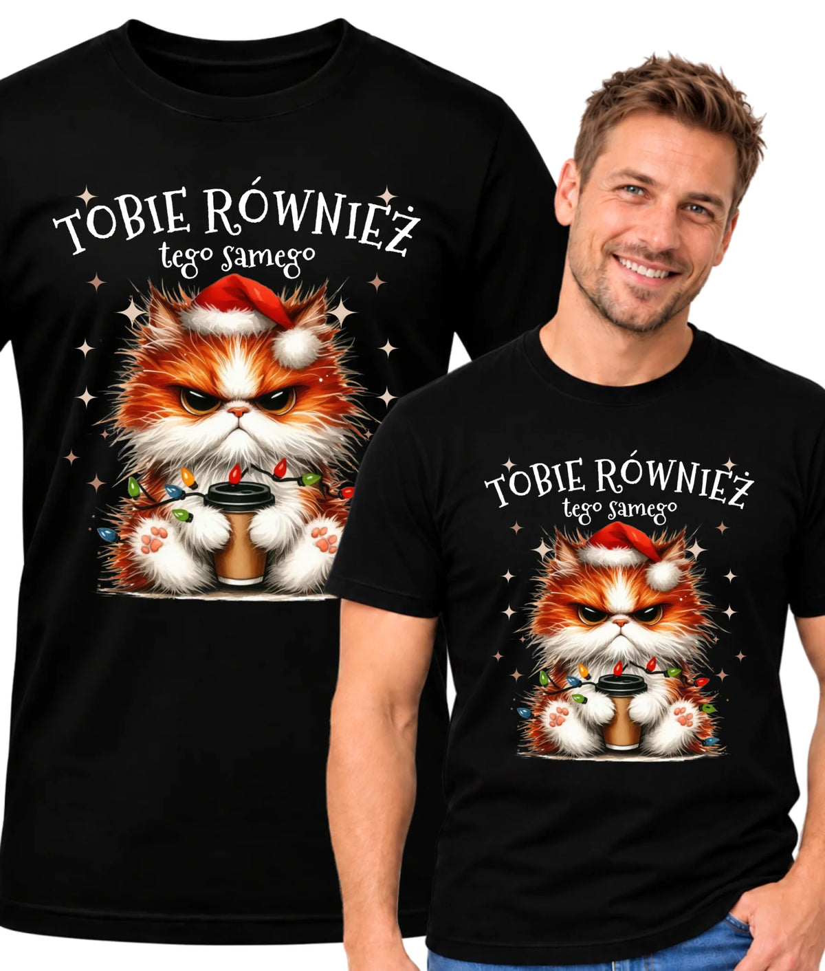 Koszulka męska świąteczna - Grumpy Cat Tobie również tego samego BN32