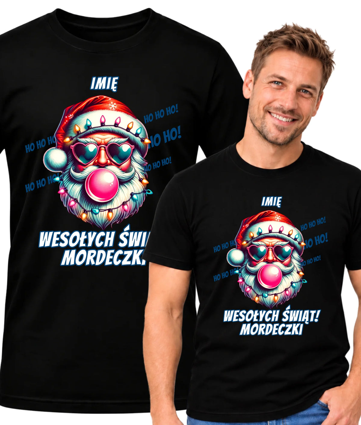 Koszulka męska świąteczna - Mikołaj Wesołych Świąt Mordeczki - personalizowana BN17