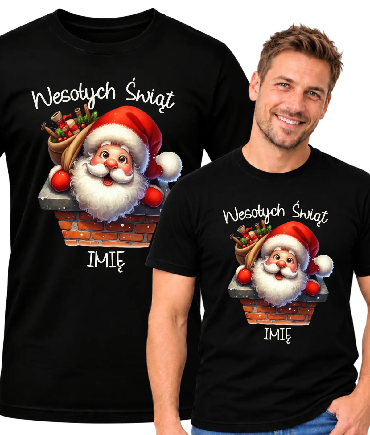 Koszulka męska świąteczna - prezent na Mikołajki Mikołaj - personalizowana BN08