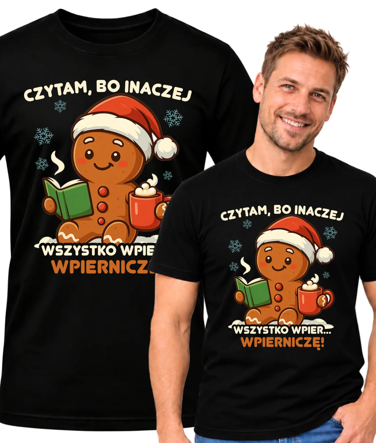 Koszulka męska świąteczna - Czytam, bo inaczej wszystko wpier... wpierniczę BN79