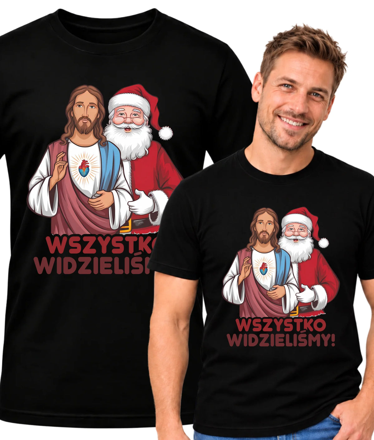 Koszulka męska świąteczna - Jezus i Mikołaj Wszystko widzieliśmy BN89