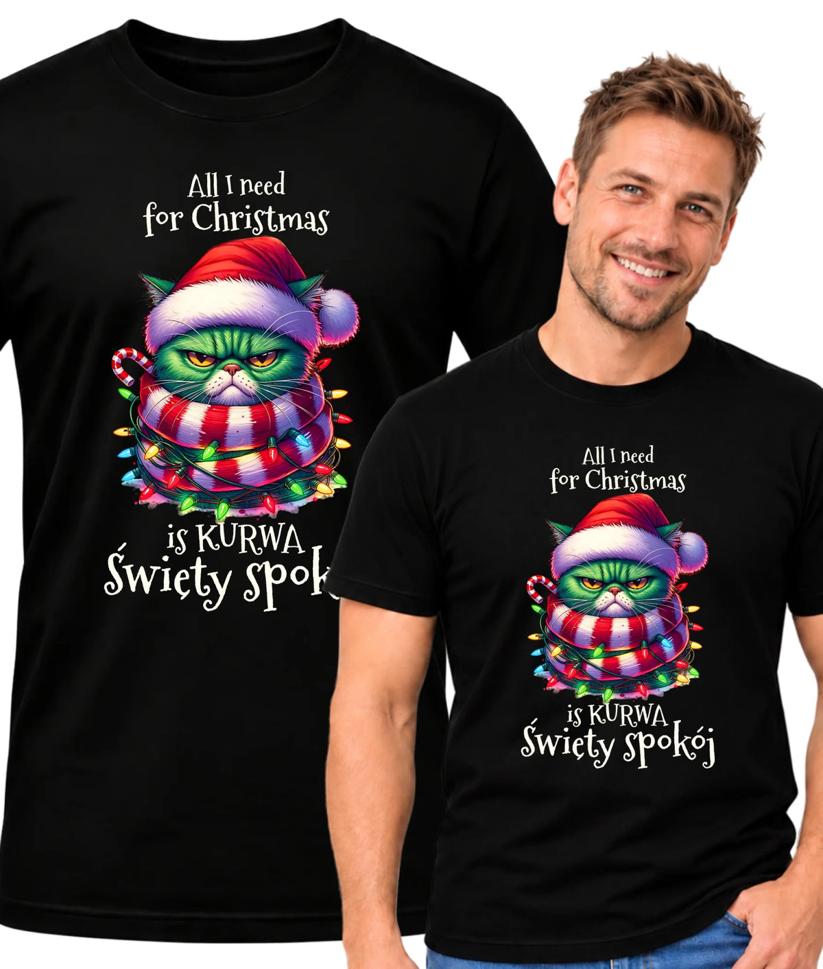 Koszulka męska świąteczna - All I need for Christmas is ku*wa święty spokój - bez cenzury BN101