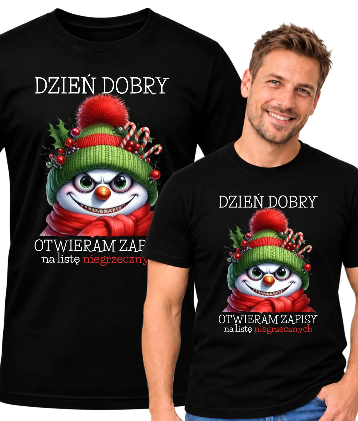 Koszulka męska świąteczna - Niegrzeczny bałwan - Dzień dobry otwieram zapisy na listę BN121