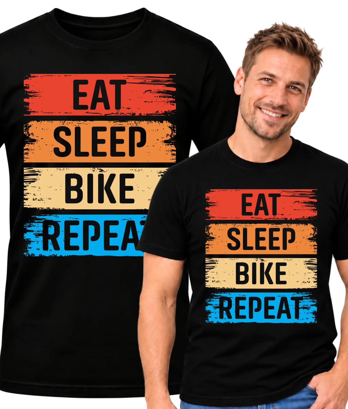 Koszulka męska na rower - Eat sleep bike repeat HR03