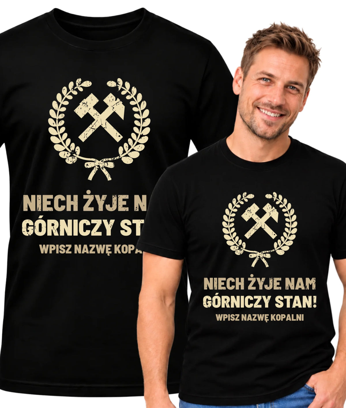 Koszulka męska z nazwą kopalni dla górnika - Niech żyje nam górniczy stan