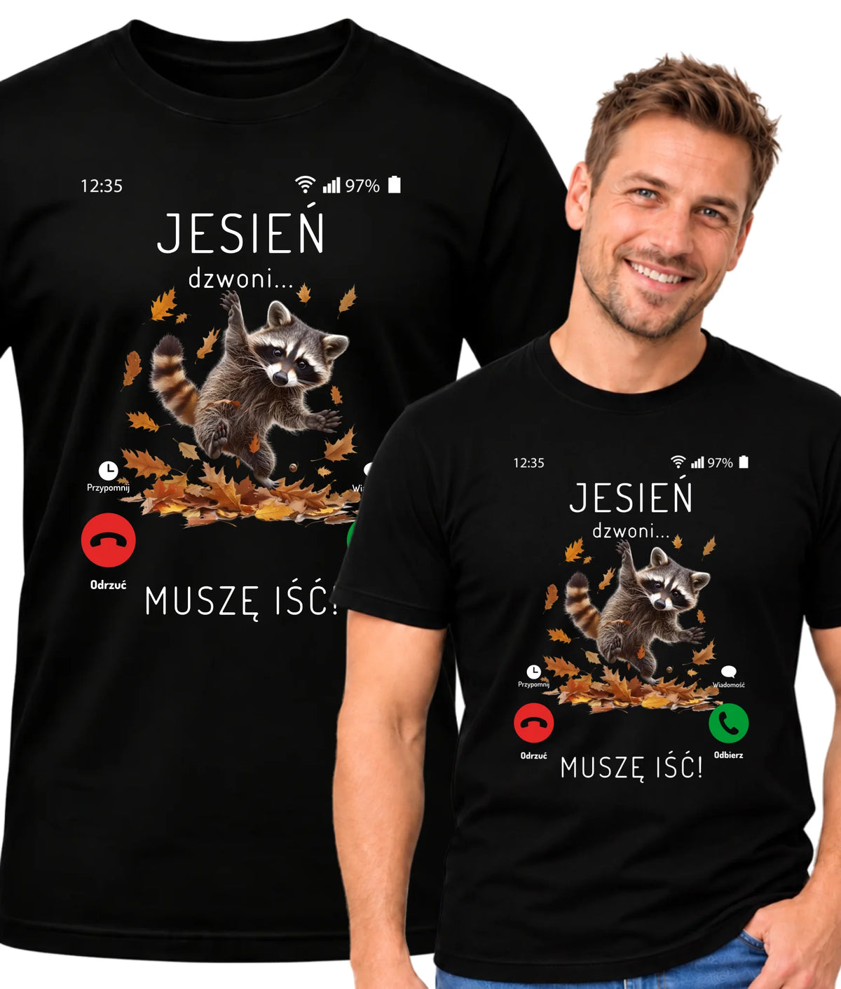 Koszulka męska jesienna - Jesień dzwoni muszę iść JS18