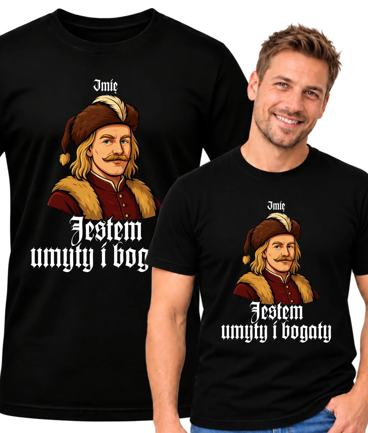 Koszulka męska - Jestem umyty i bogaty - dla fanów serialu 1670 - personalizowana H60