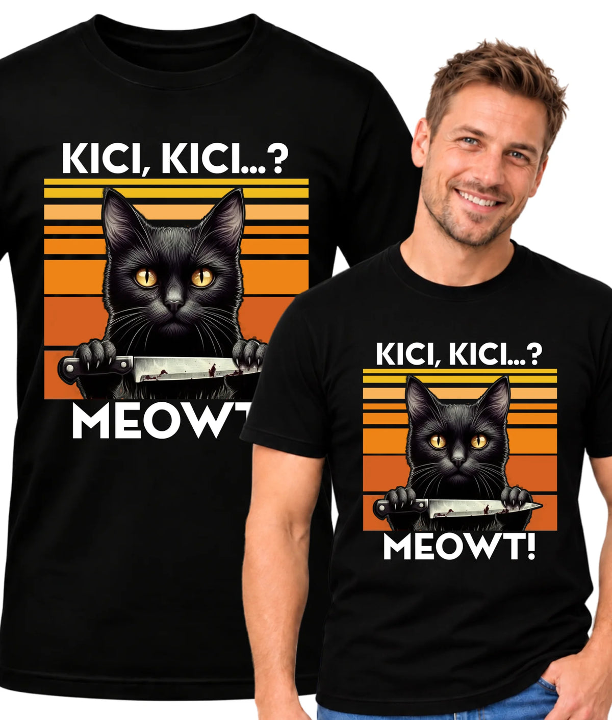 Koszulka męska - Kot z nożem - Kici, kici... MEOWT! HL17